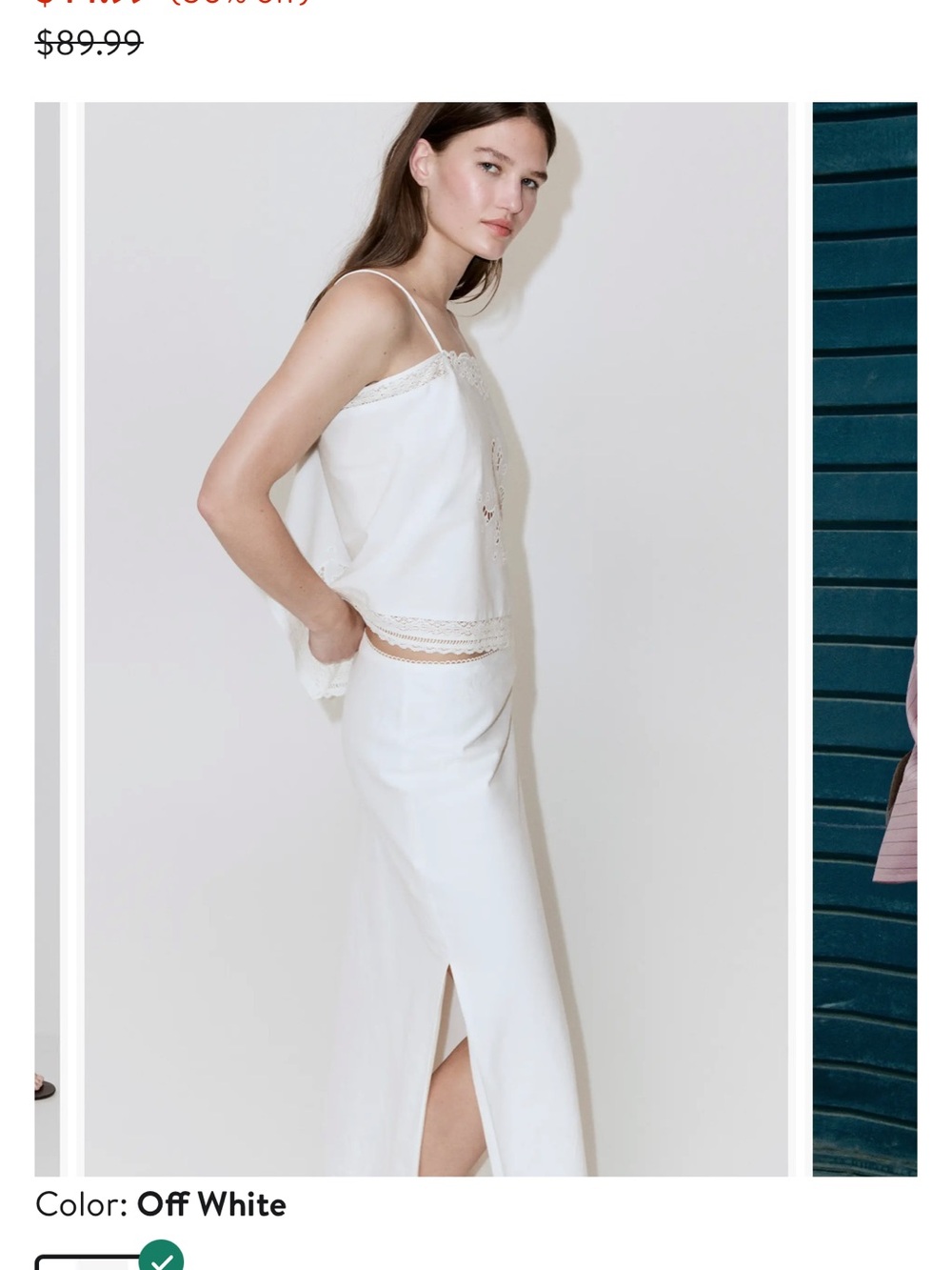 Mango White Maxi Slip Skirt with Delicate Hem Trim